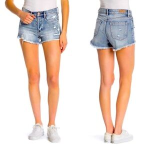 Blanknyc Hollyweird distressed high rise jean shorts